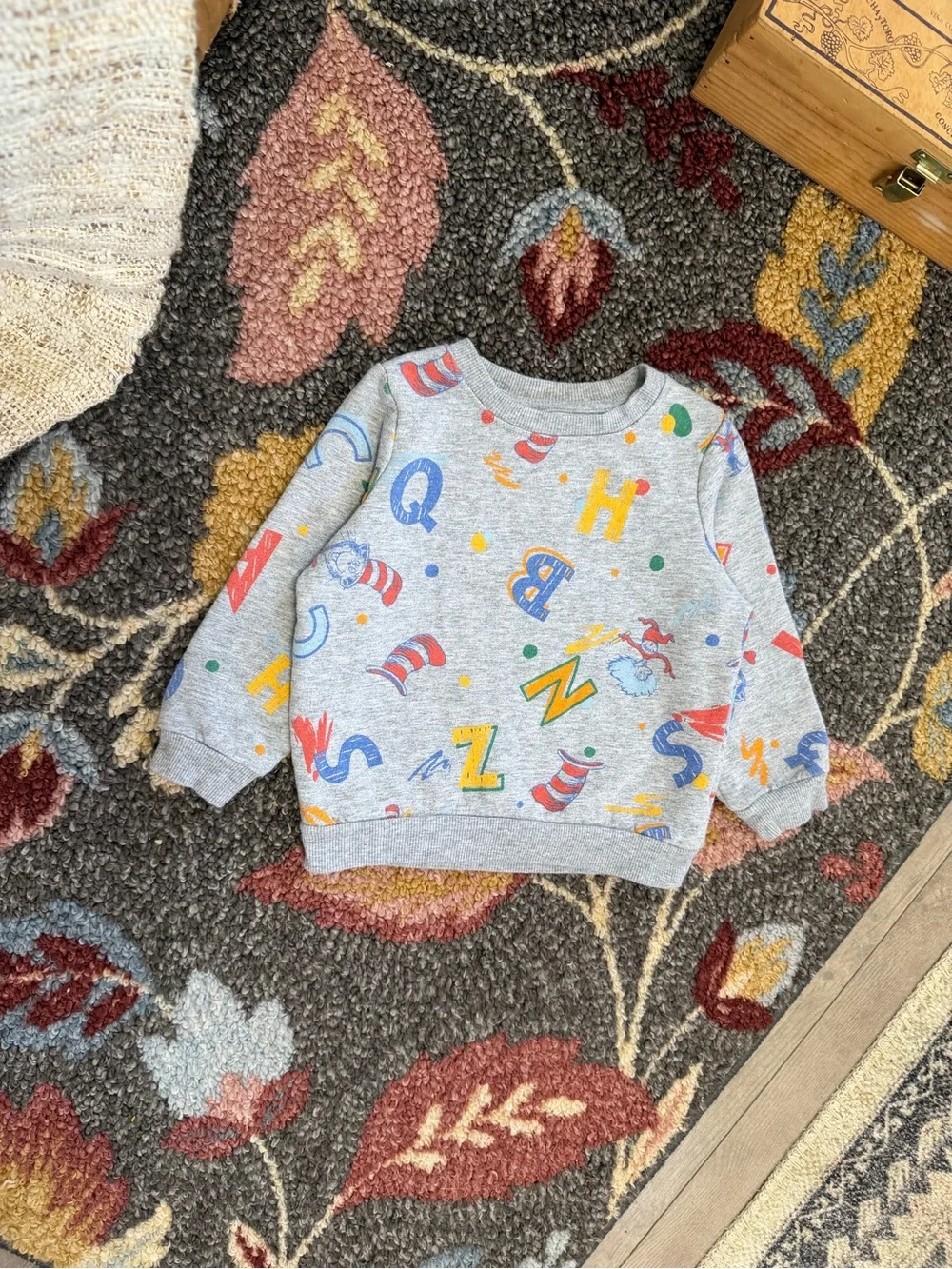 Dr. Seuss Alphabet Print Sweatshirt 2T Toddler Gray Multicolor Alphabet